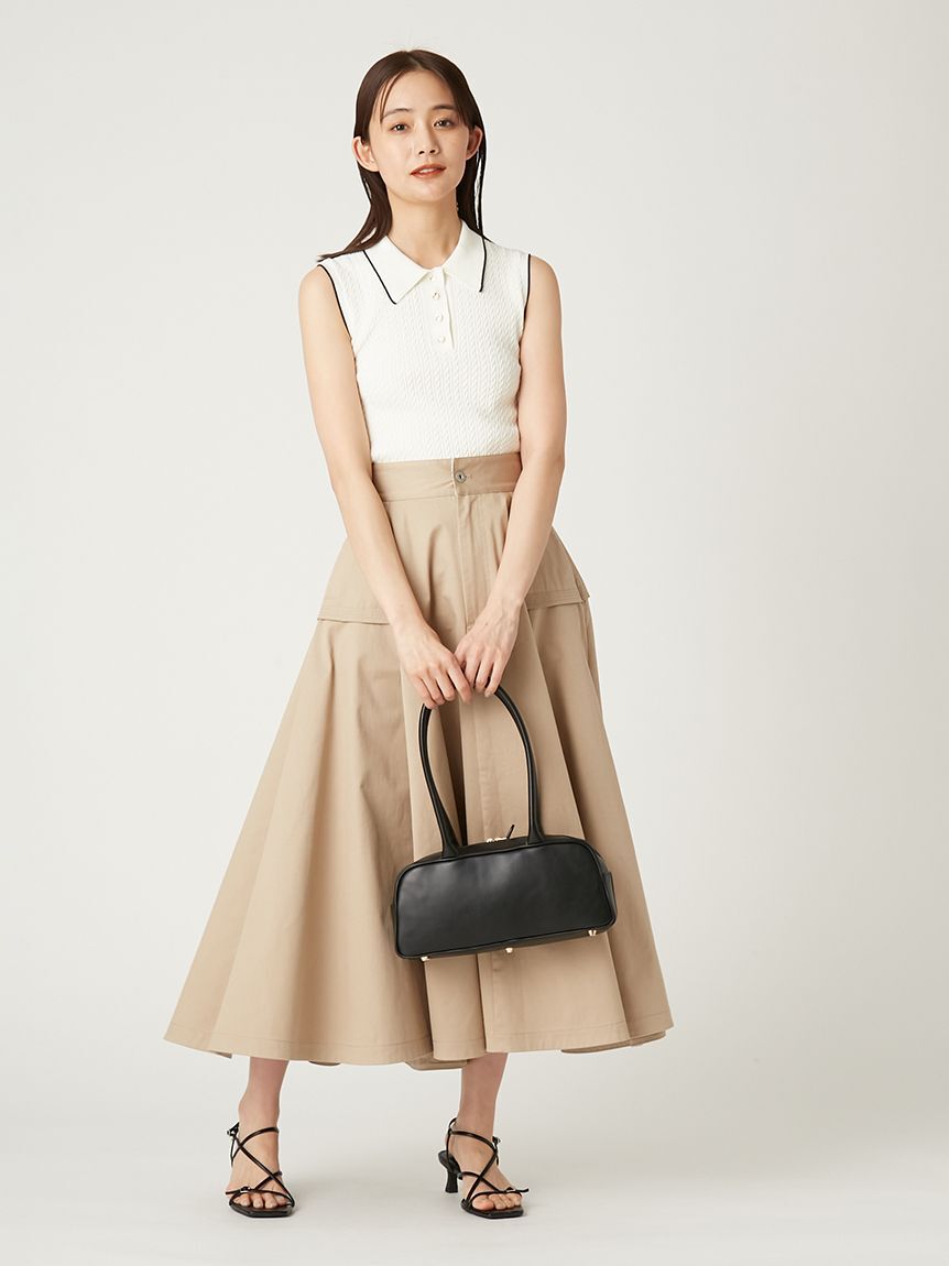 FRAY I.D「ノースリーブケーブルニットポロ／ウォッシャブル」|ポロシャツ|