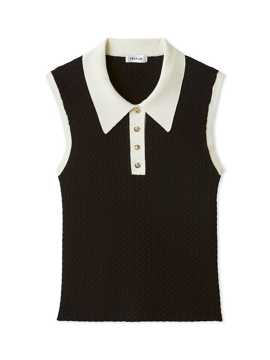 FRAY I.D「ノースリーブケーブルニットポロ／ウォッシャブル」|ポロシャツ|
