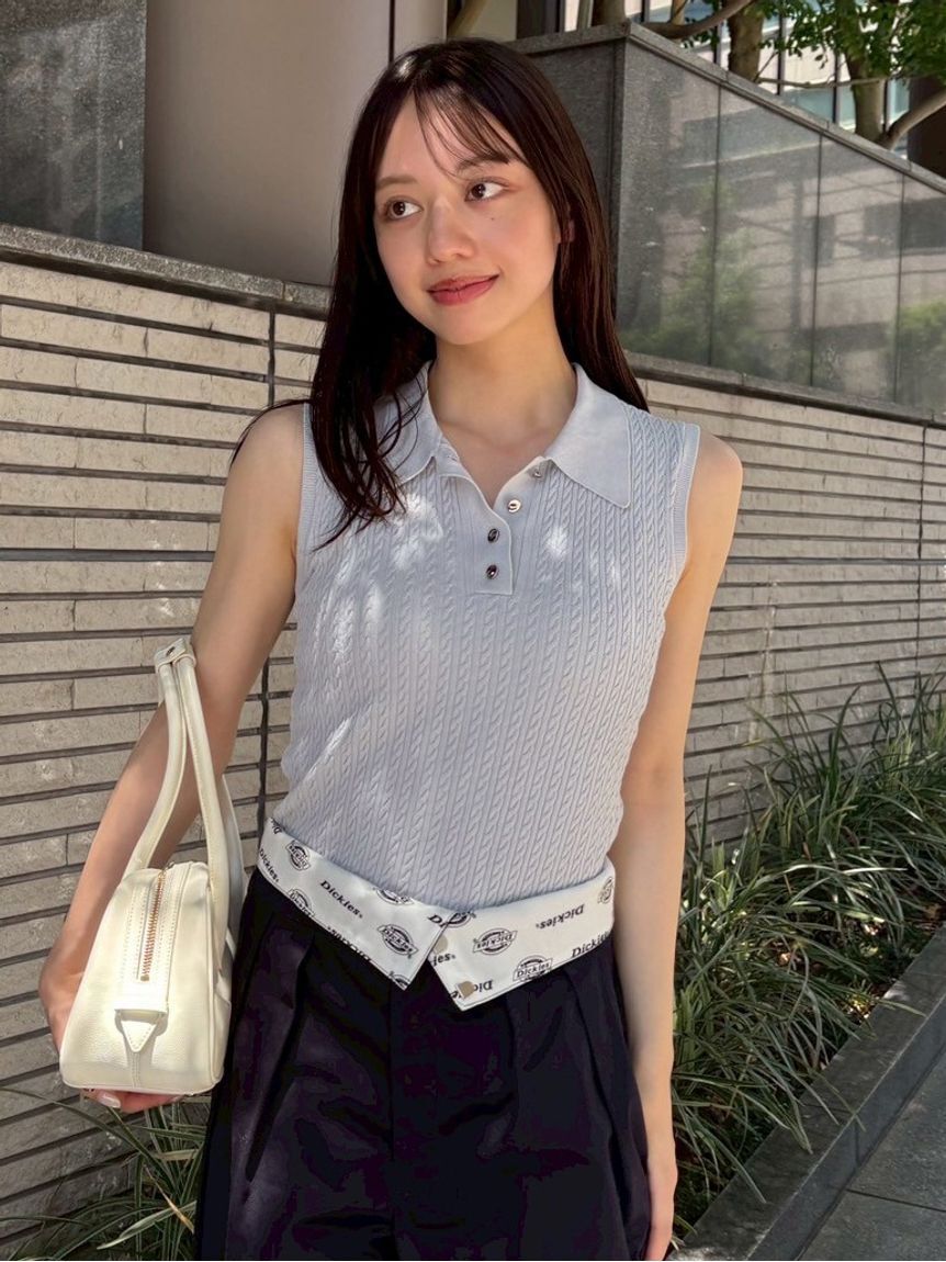 FRAY I.D「ノースリーブケーブルニットポロ／ウォッシャブル」|ポロシャツ|LBLU