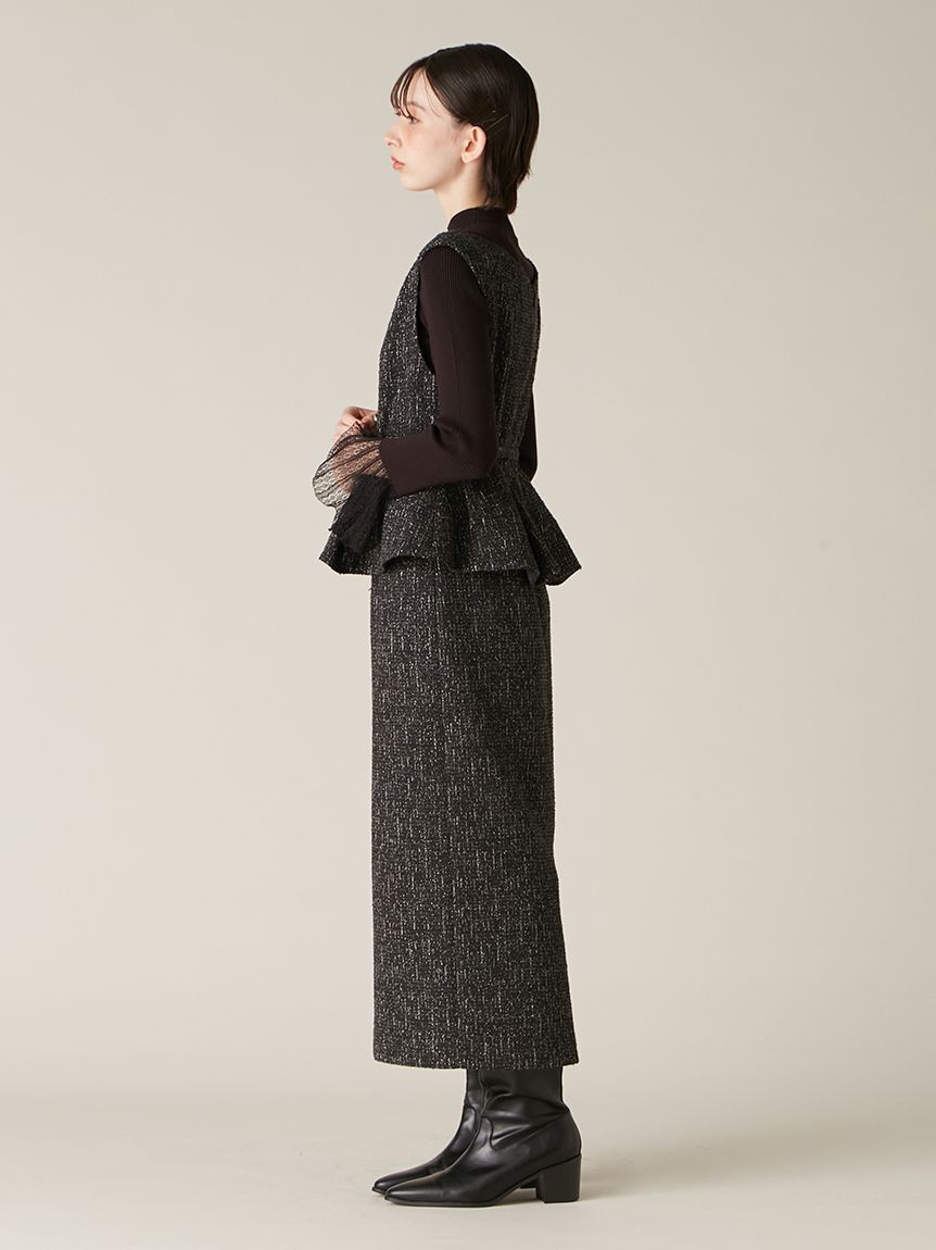 ダブル釦ツイードペプラムワンピース（LILY BROWN）｜ルミネの