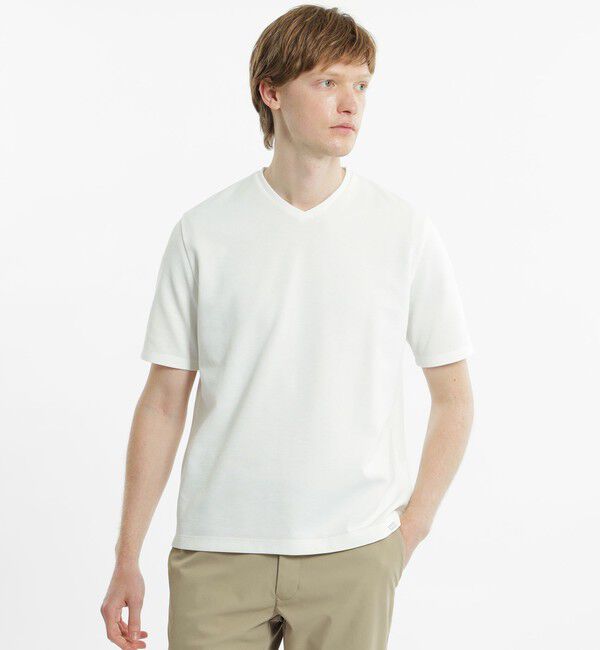 MACKINTOSH PHILOSOPHY「ストレッチミラノリブ Vネック半袖Tシャツ」|Tシャツ・カットソー|ホワイト