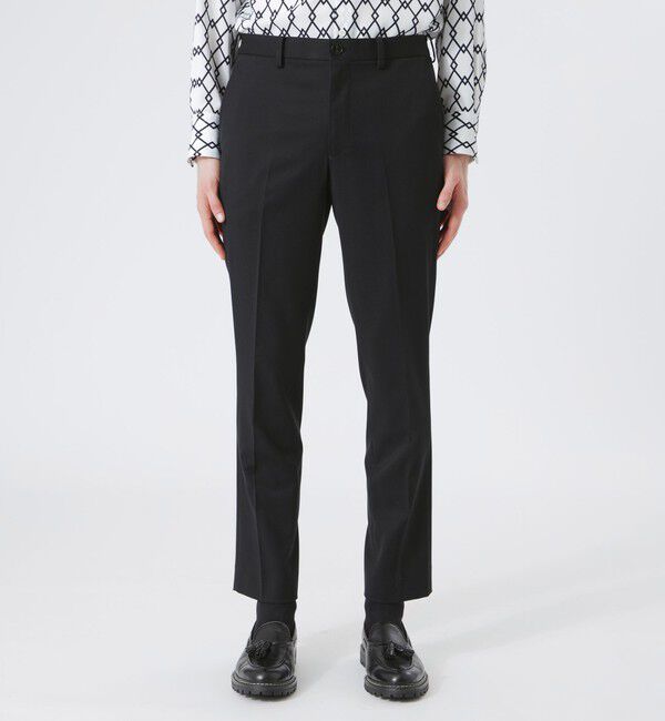  「シンセティックレザーコンビ スリムスラックス」|スラックス|