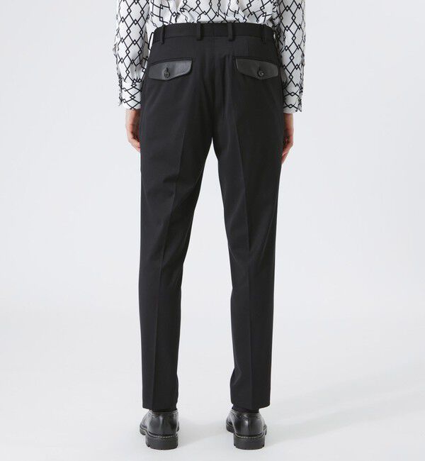  「シンセティックレザーコンビ スリムスラックス」|スラックス|