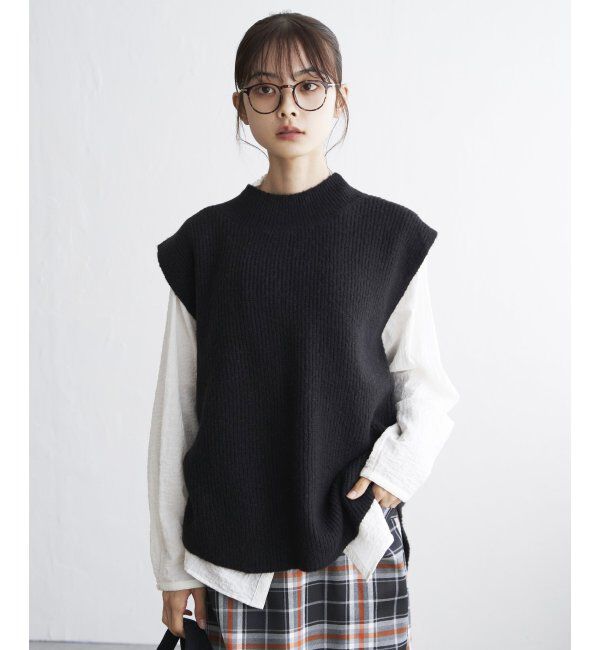 Lbc with Life「cafeウールバックスリットベスト」|ニット・セーター|