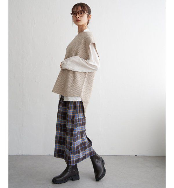 Lbc with Life「cafeウールバックスリットベスト」|ニット・セーター|