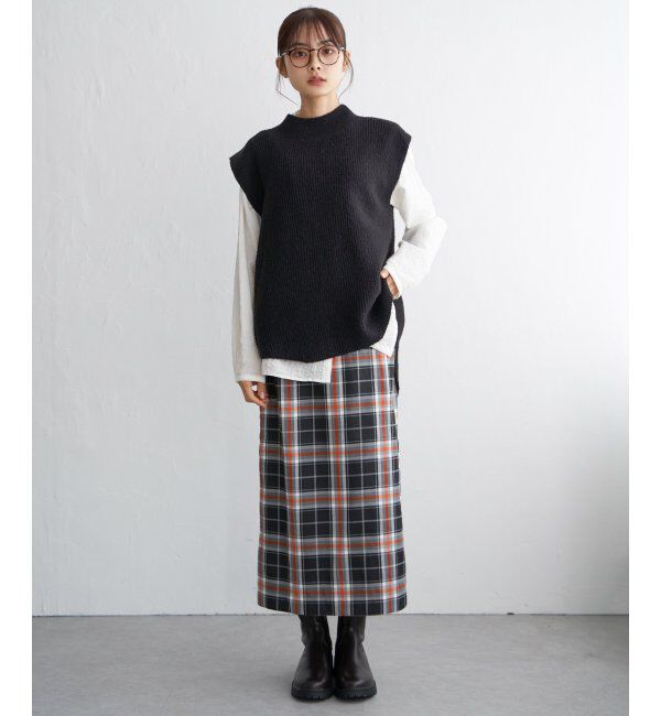 Lbc with Life「cafeウールバックスリットベスト」|ニット・セーター|