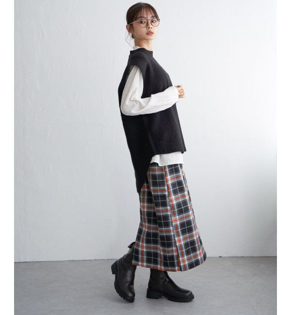 Lbc with Life「cafeウールバックスリットベスト」|ニット・セーター|