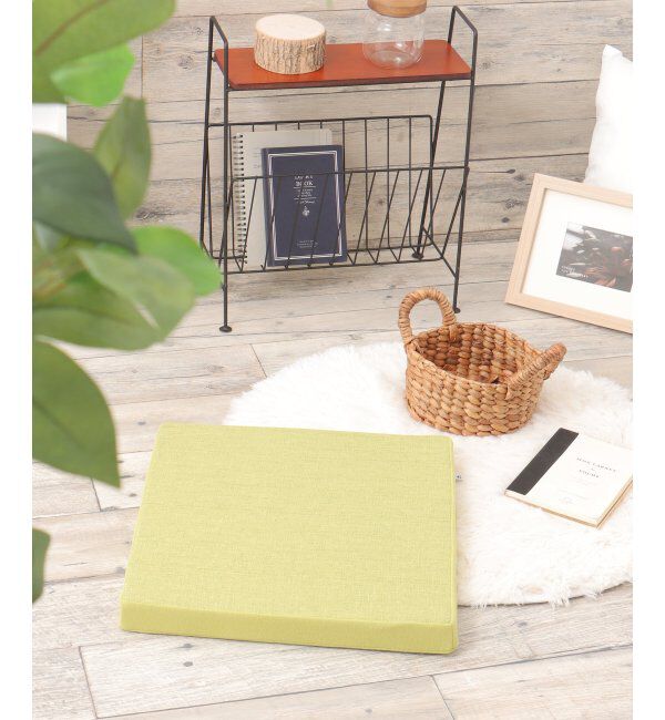 Lbc with Life「スクエア スラブ&パイルシートクッション H4cm」|クッション・クッションカバー|グリーン