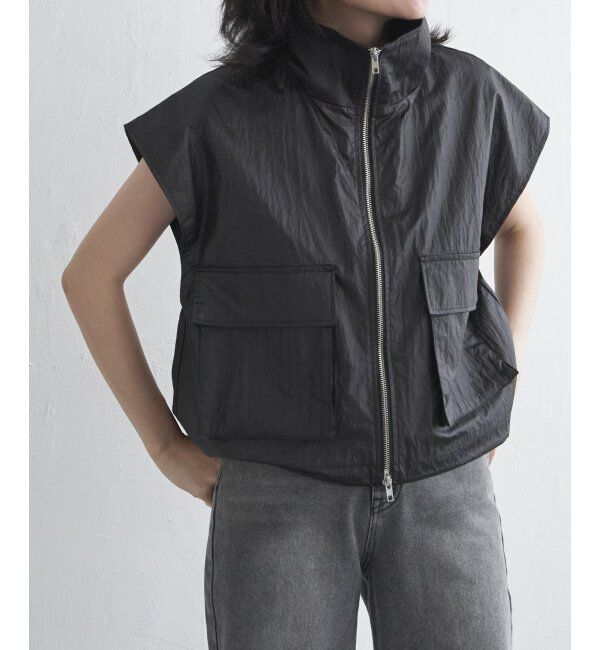 VENCE share style「パールタフタスタンドベスト」|その他|ブラック