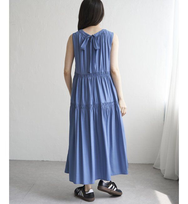 VENCE share style「バックリボンティアードワンピース」|ワンピース|ブルー