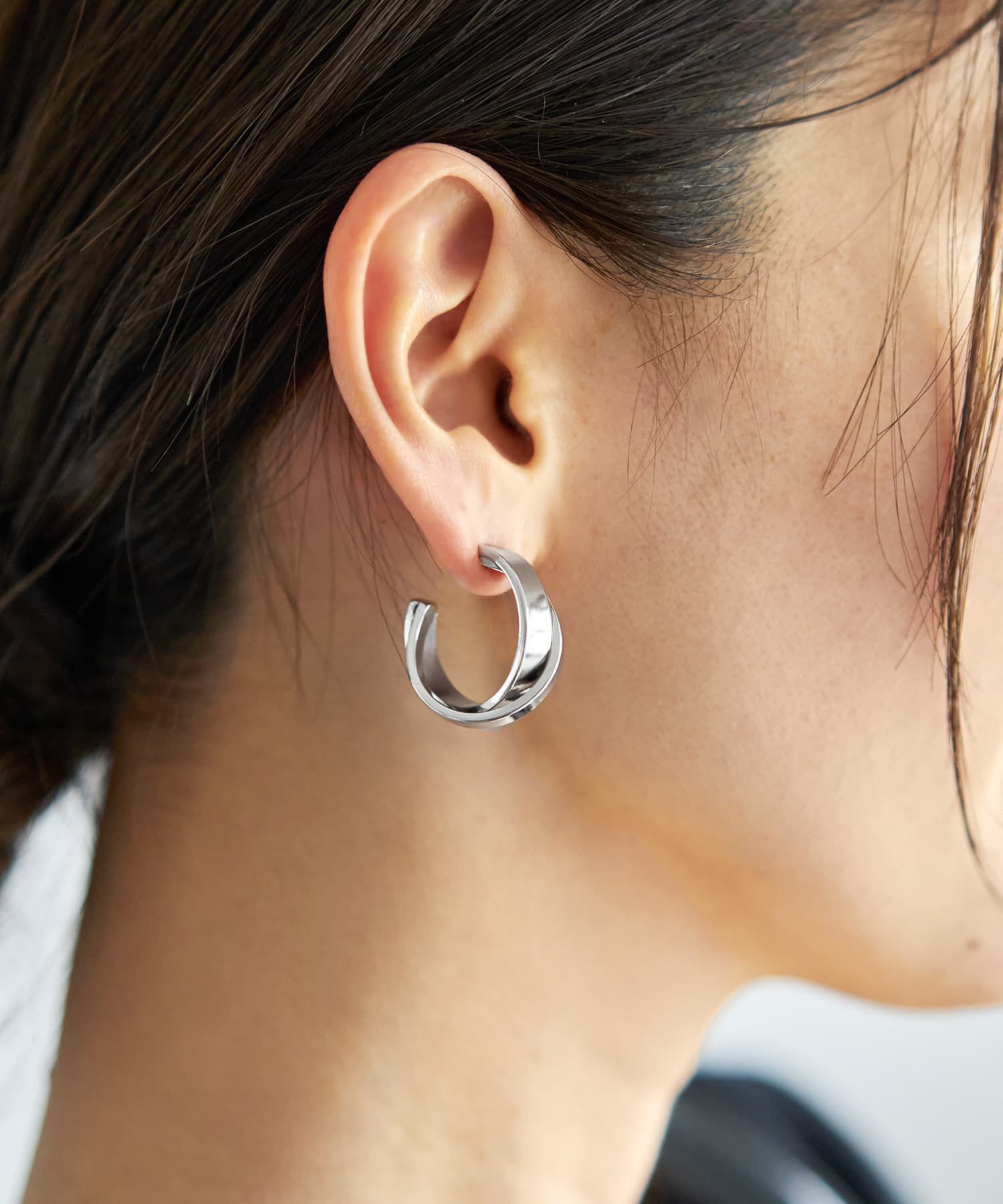 STYLE DELI「スライドダブルフープピアス」|ピアス|シルバー