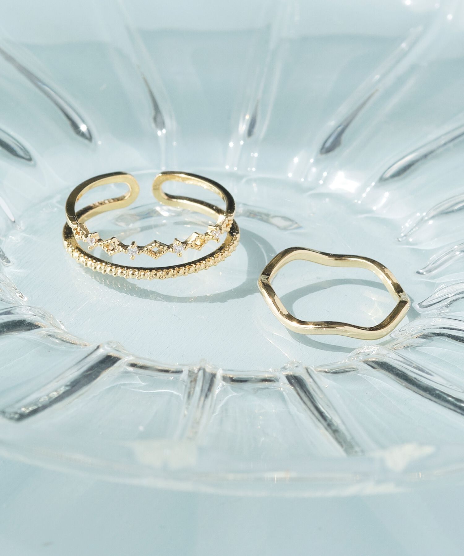 Phoebe「フェミニンプレイスドビジューセットリング ゴールド」|リング|