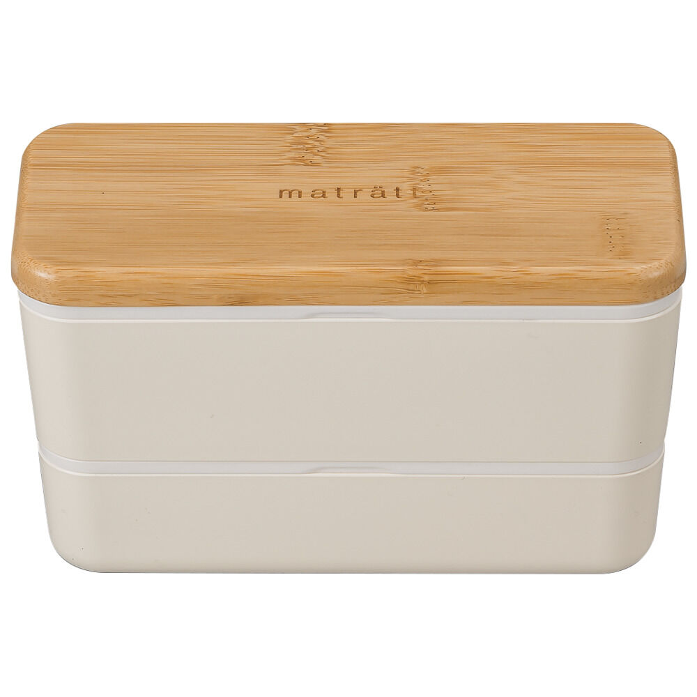 BACKYARD FAMILY「弁当箱 2段 通販 日本製 730ml 木目長角弁当 2段弁当箱 ランチボックス 中蓋付き」|食器・キッチングッズ|ホワイト1