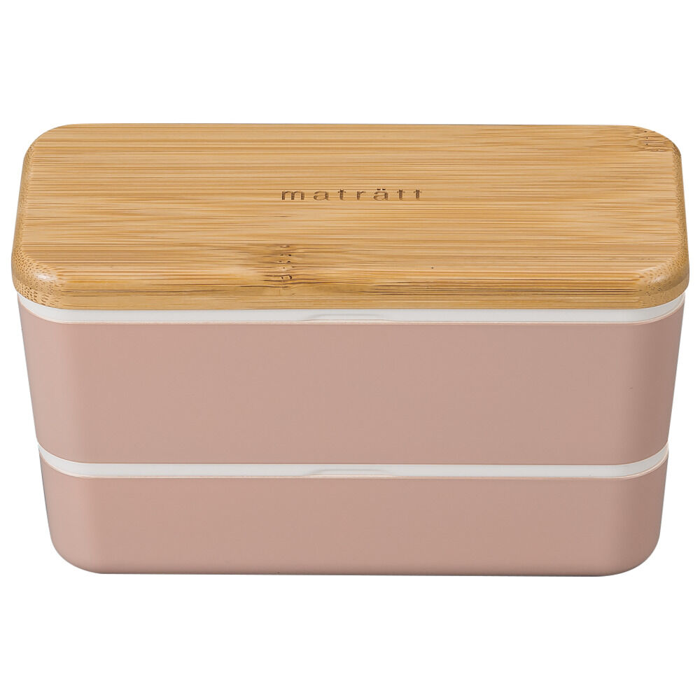 BACKYARD FAMILY「弁当箱 2段 通販 日本製 730ml 木目長角弁当 2段弁当箱 ランチボックス 中蓋付き」|食器・キッチングッズ|ピンク1