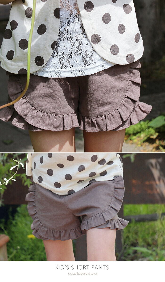 BACKYARD FAMILY「Rora ショートパンツ キッズ 通販 ローラ ハーフパンツ ライン フリル コットンリネン 綿麻」|その他|