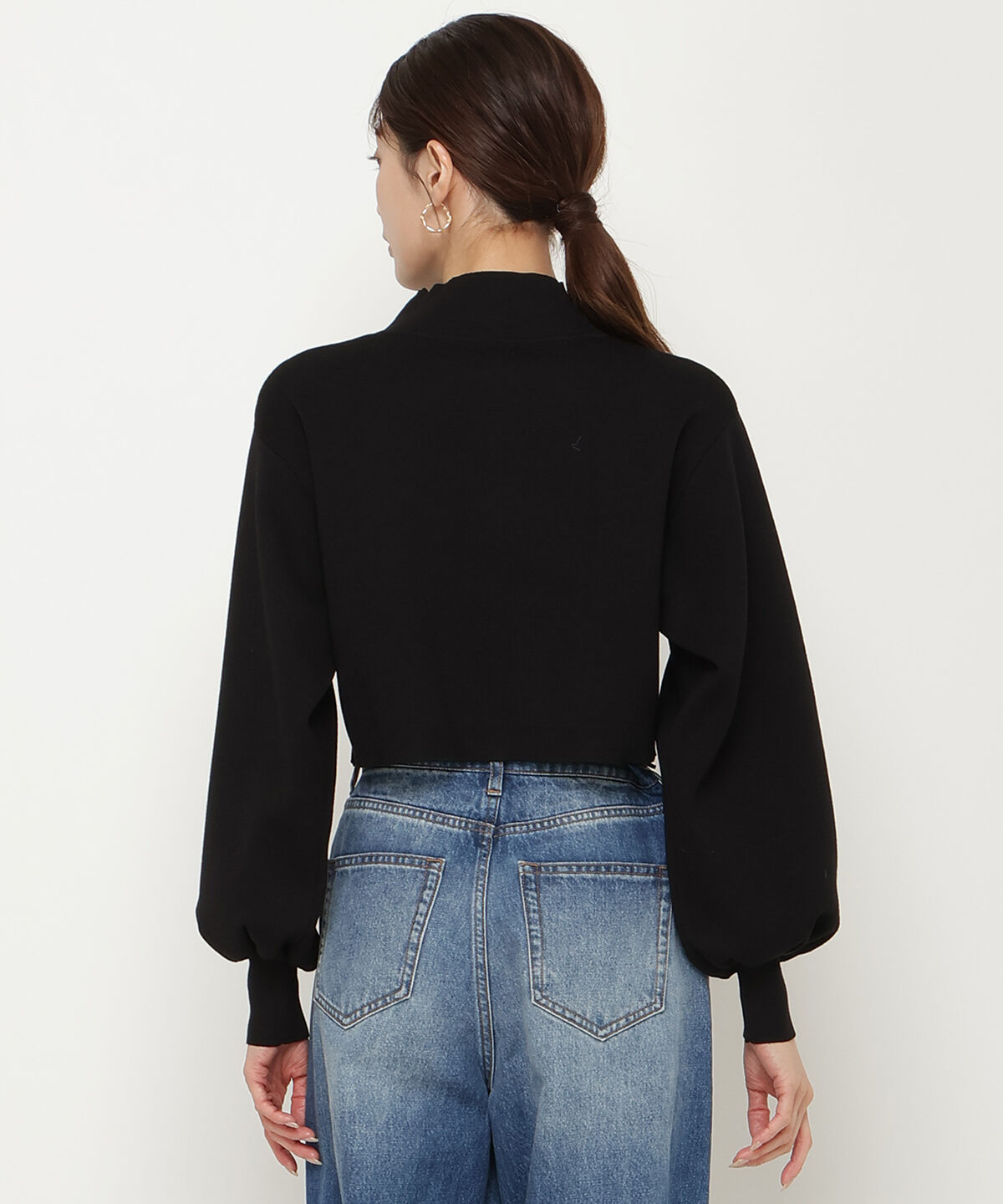 アンドクチュール「スタンドネッククロップドニットジャケット」|カーディガン|