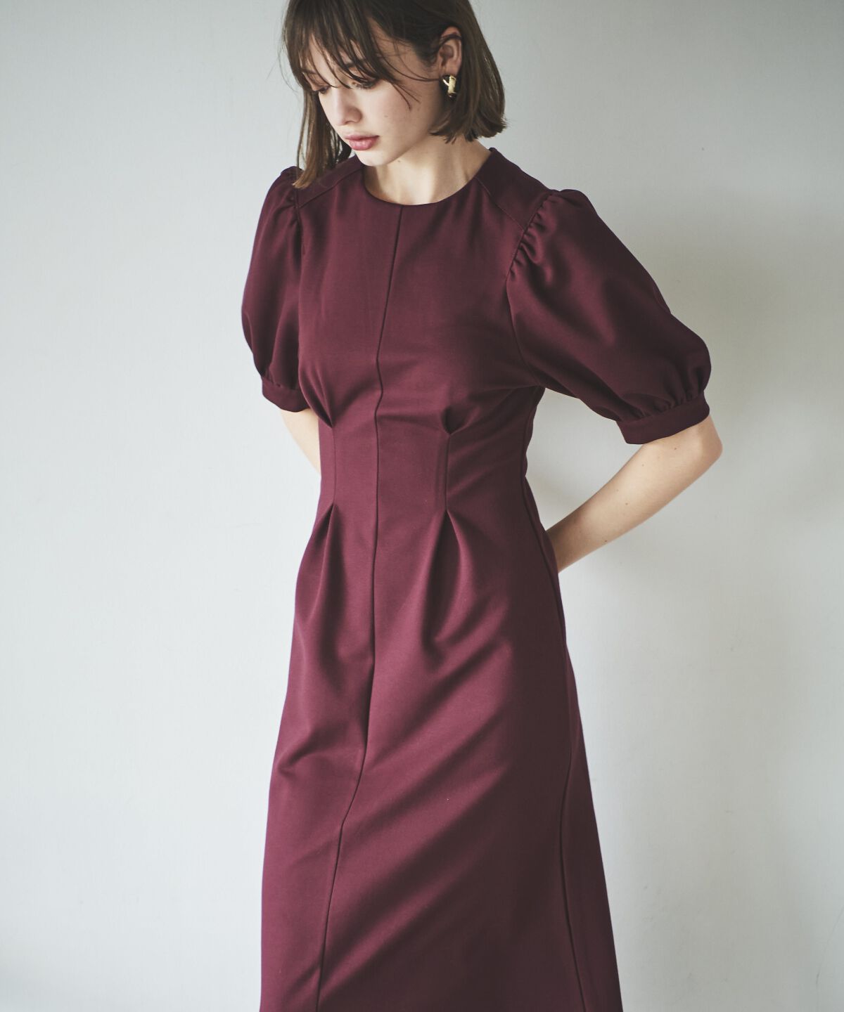 アンドクチュール「ポンチウエストタックワンピース」|ワンピース|