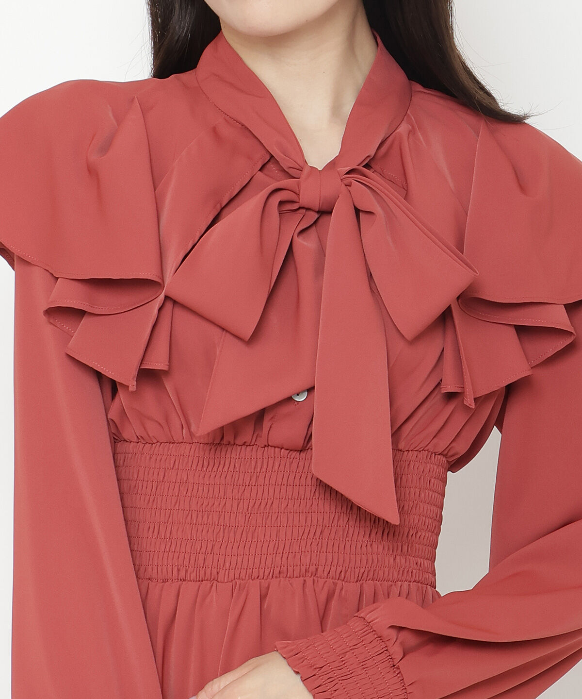 アンドクチュール「タックケープフロントリボンワンピース」|ワンピース|