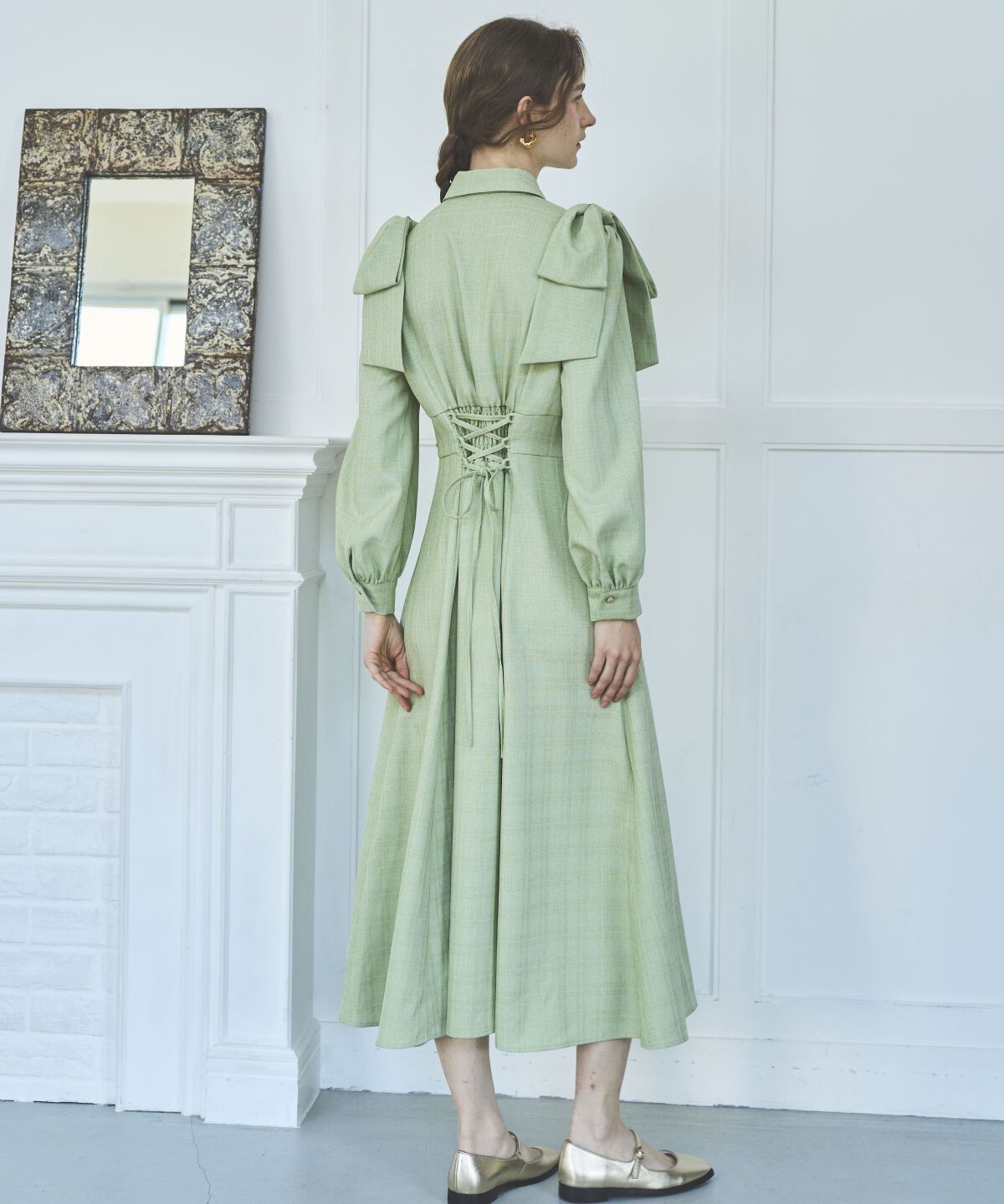 アンドクチュール「肩リボンシャツワンピース」|ワンピース|