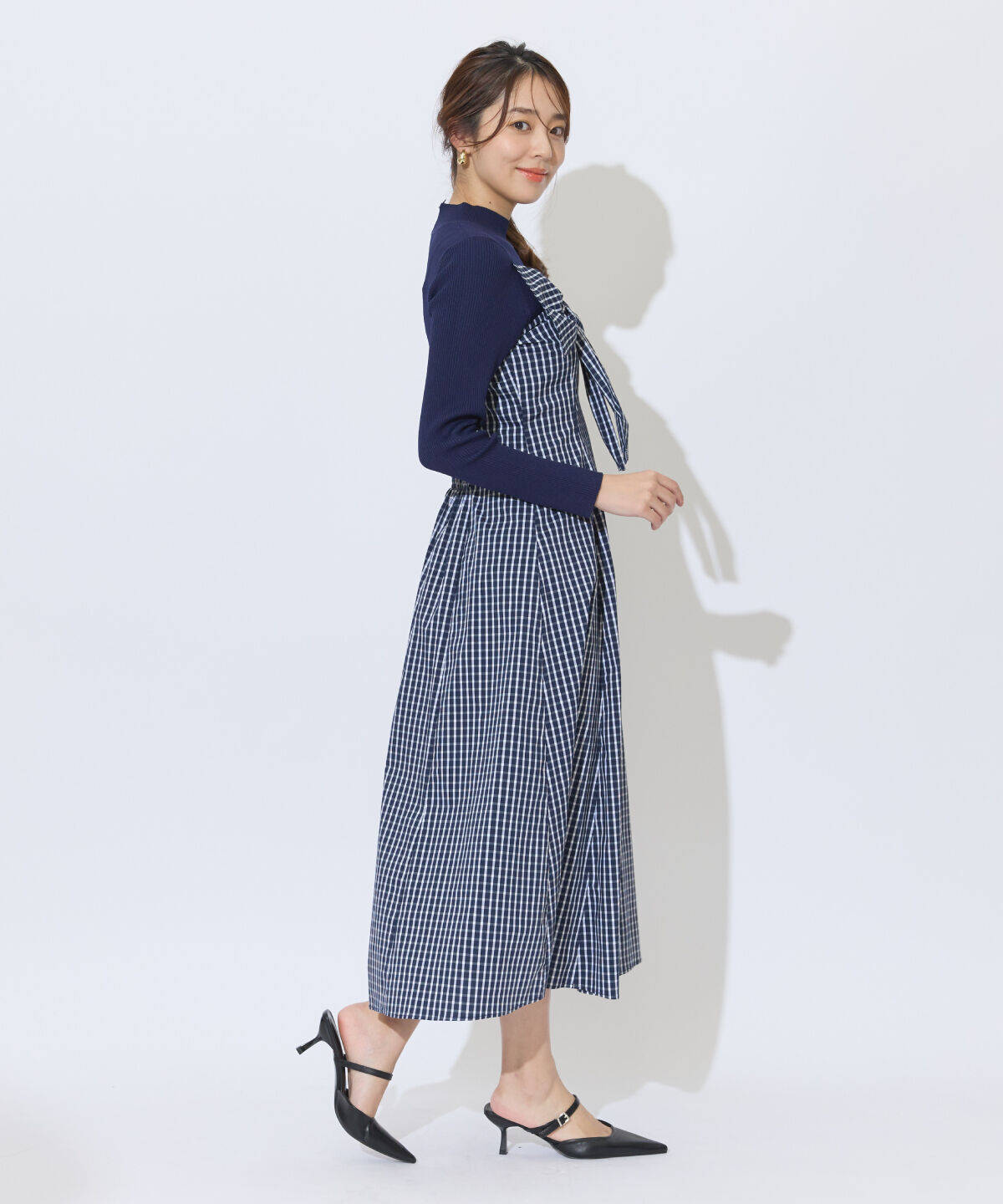 アンドクチュール「ギンガムチェック柄ドッキングワンピース」|ワンピース|