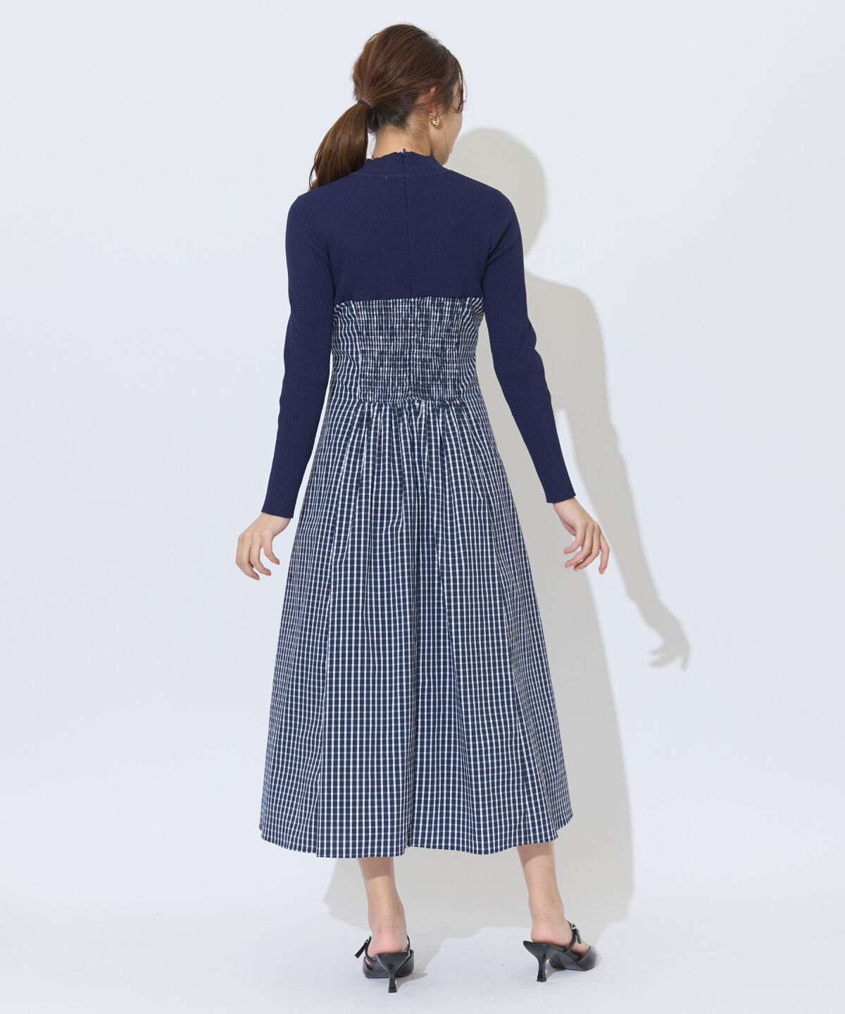 アンドクチュール「ギンガムチェック柄ドッキングワンピース」|ワンピース|