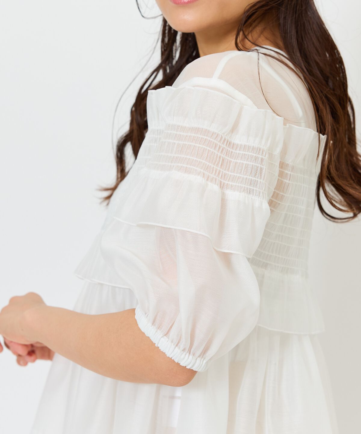 アンドクチュール「シアーシャーリングフリルブラウス」|シャツ・ブラウス|