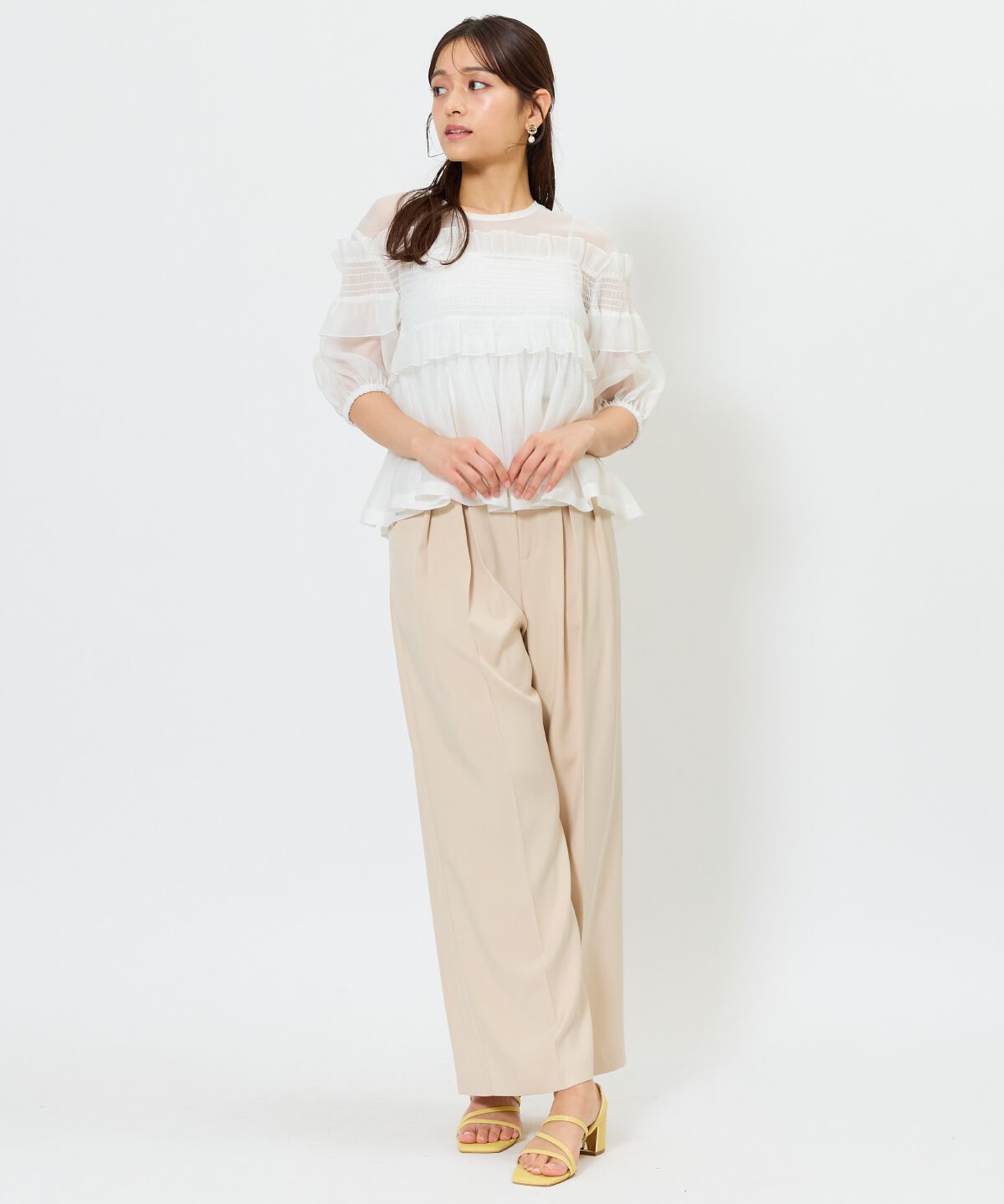 アンドクチュール「シアーシャーリングフリルブラウス」|シャツ・ブラウス|