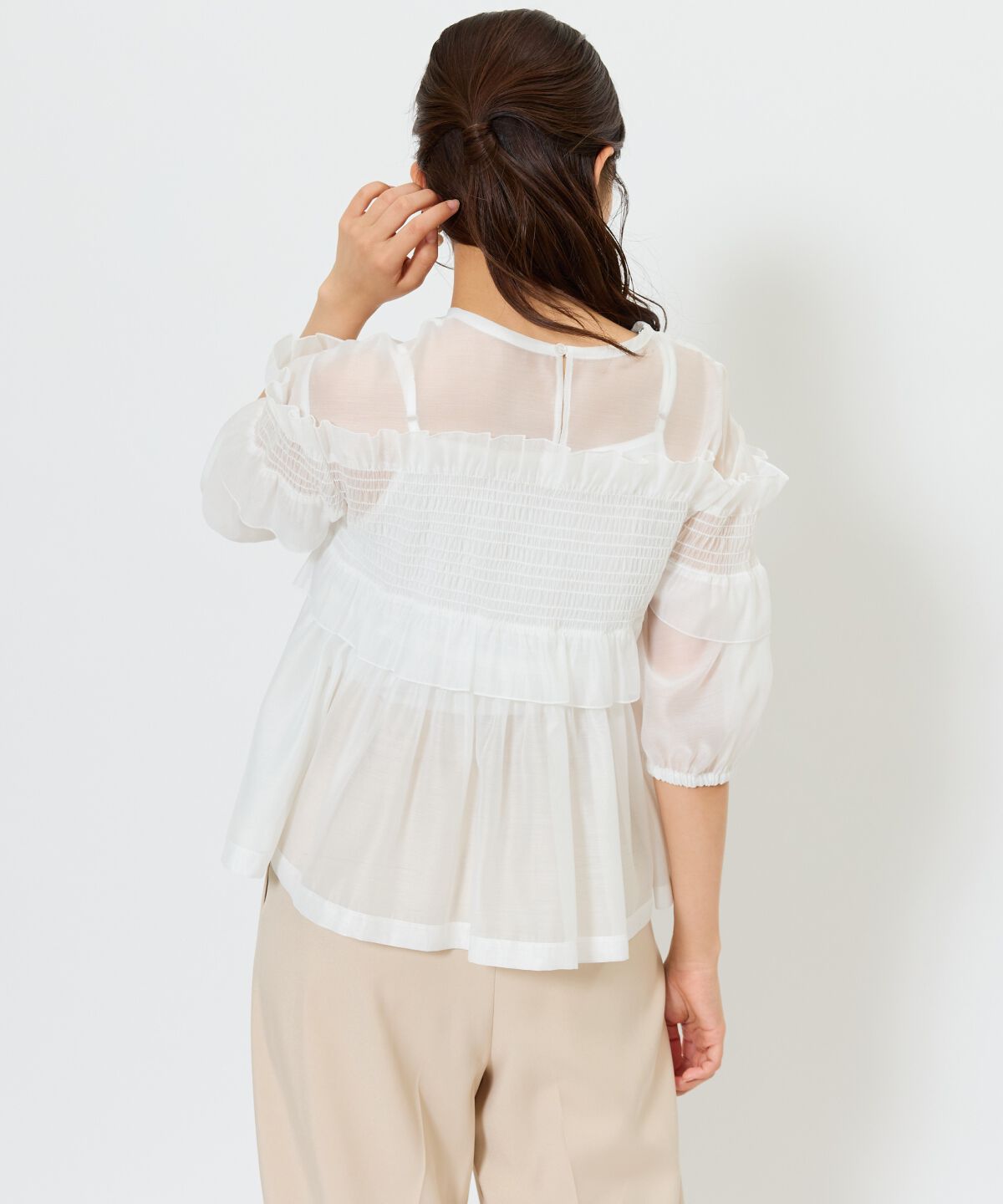 アンドクチュール「シアーシャーリングフリルブラウス」|シャツ・ブラウス|