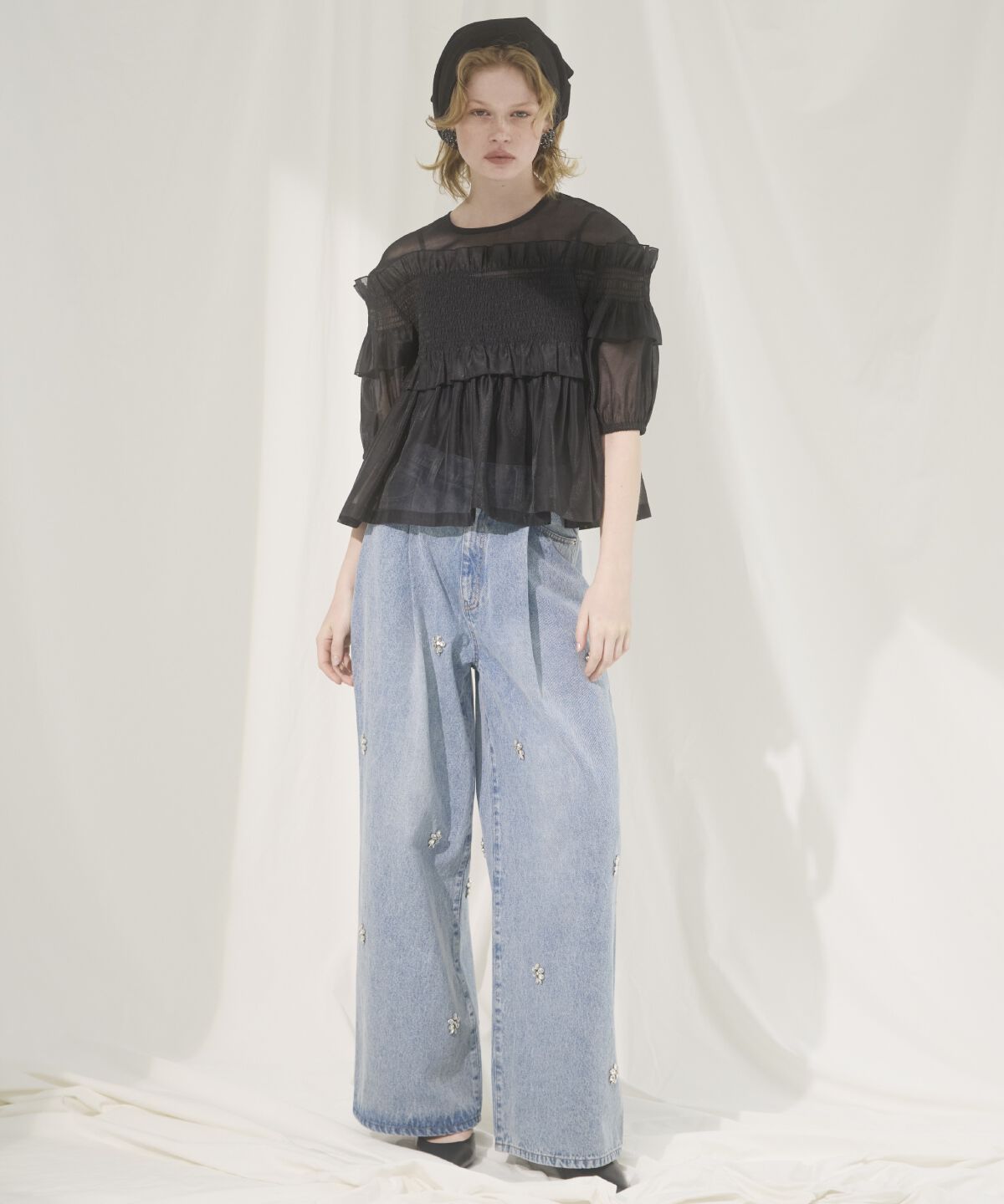 アンドクチュール「シアーシャーリングフリルブラウス」|シャツ・ブラウス|