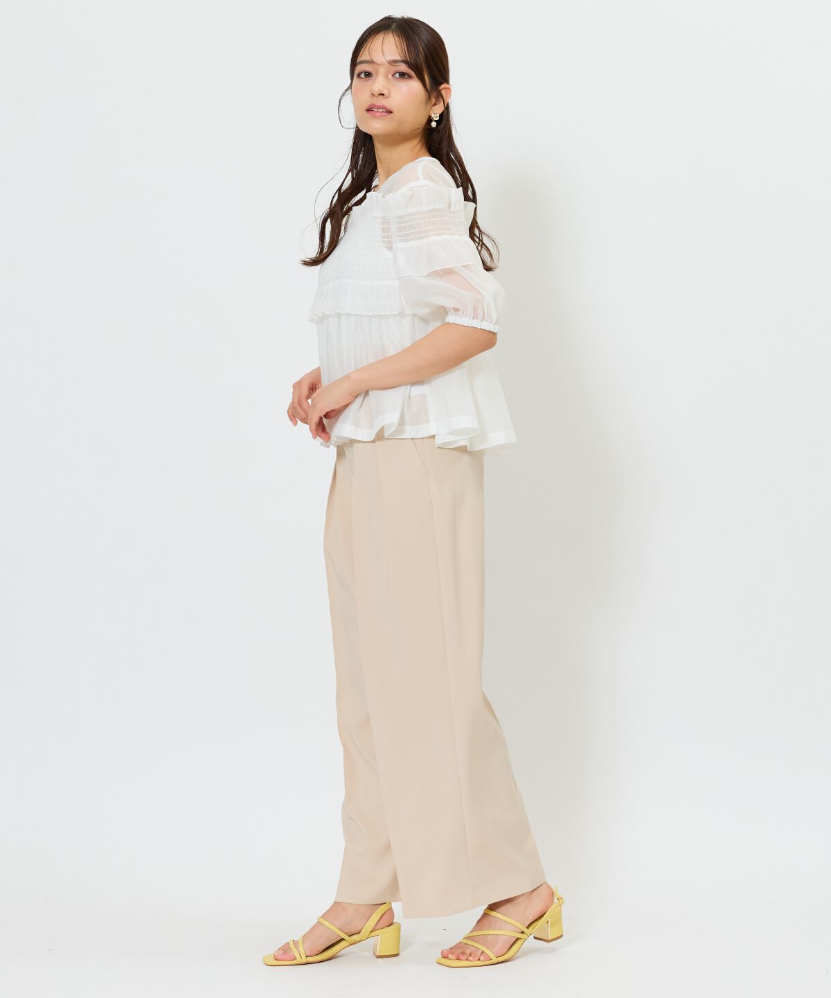 アンドクチュール「シアーシャーリングフリルブラウス」|シャツ・ブラウス|