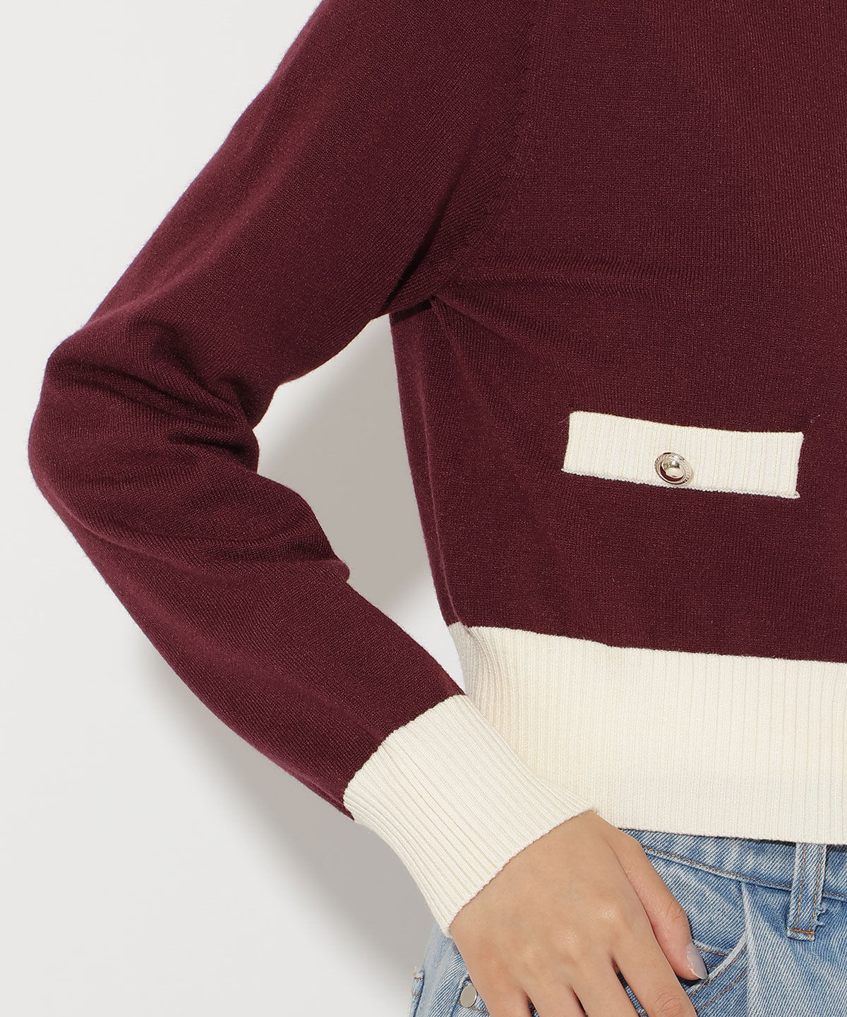 アンドクチュール「バイカラーアンサンブルニット」|カーディガン|