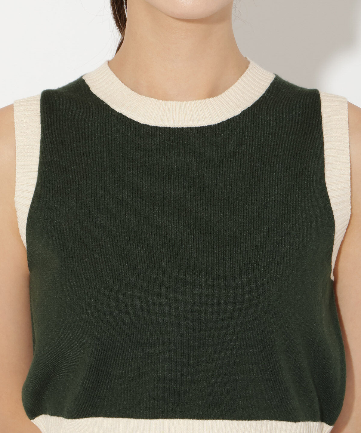 アンドクチュール「バイカラーアンサンブルニット」|カーディガン|