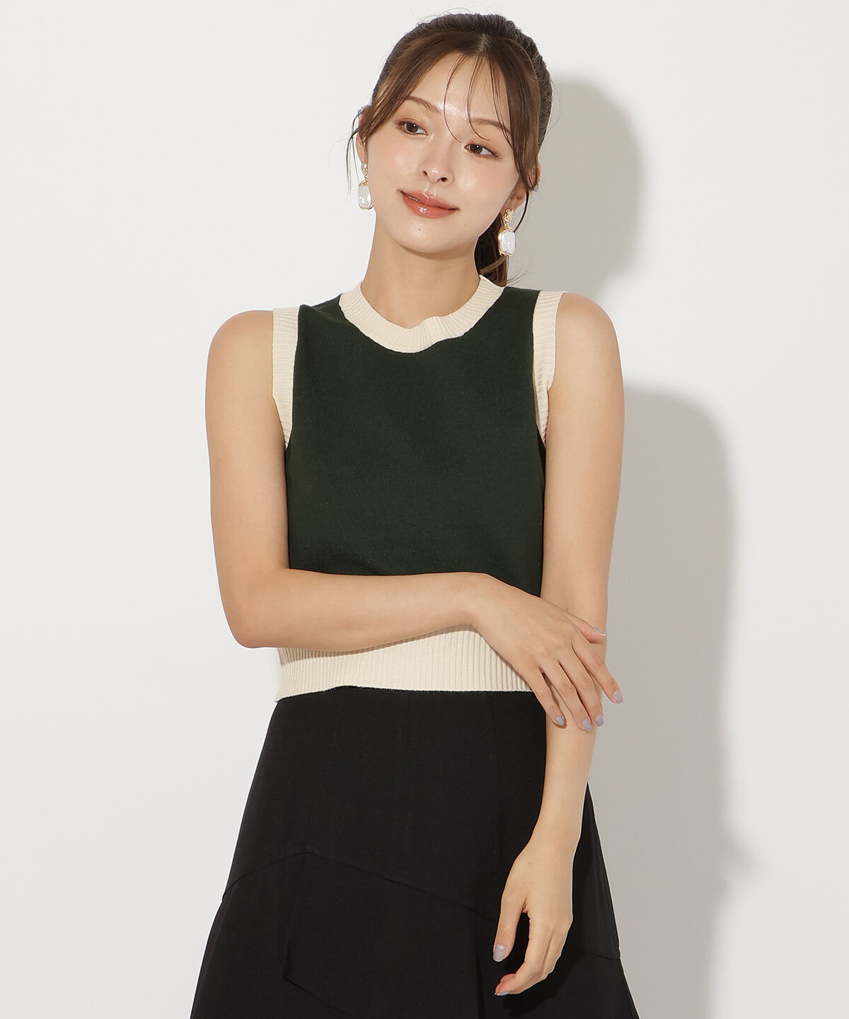 アンドクチュール「バイカラーアンサンブルニット」|カーディガン|