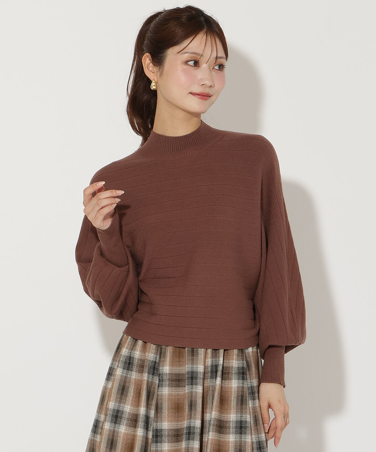 アンドクチュール「ワイドリブドルマンニット」|ニット・セーター|ブラウン