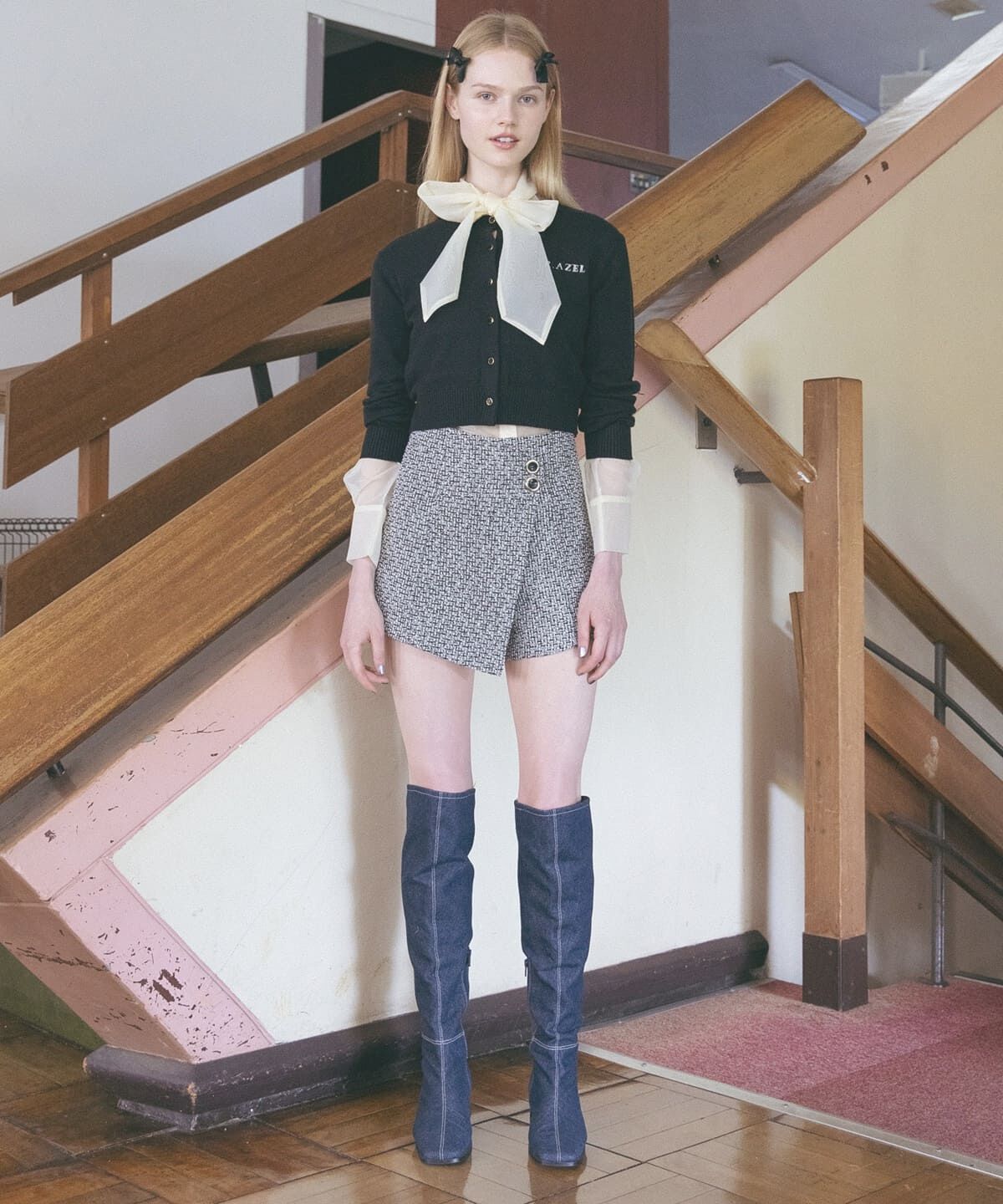 REDYAZEL「ツィードラップショートパンツ」|キュロット|