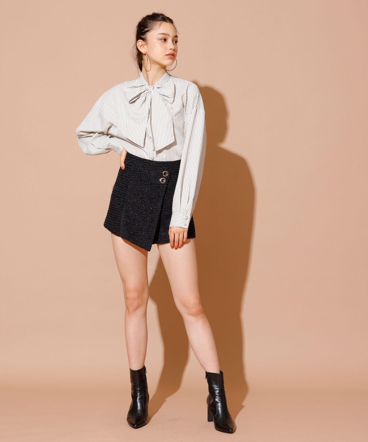 REDYAZEL「ツィードラップショートパンツ」|キュロット|