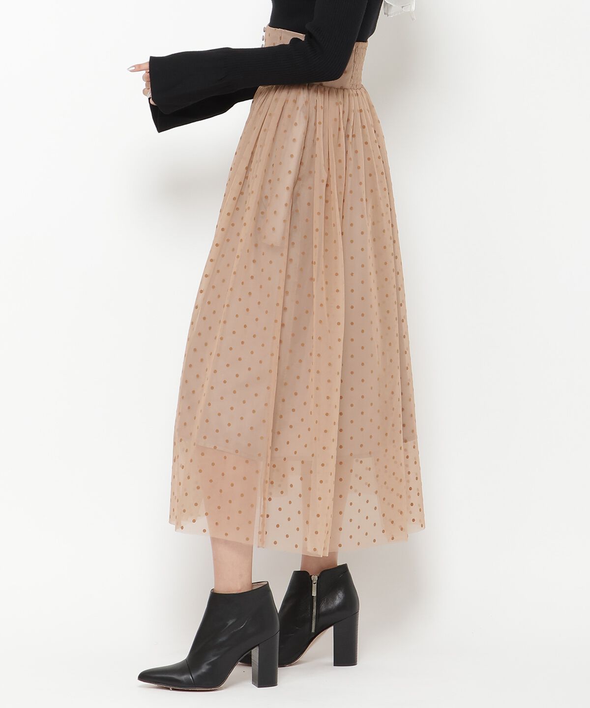 REDYAZEL「ドットチュールフレアスカート」|フレア|