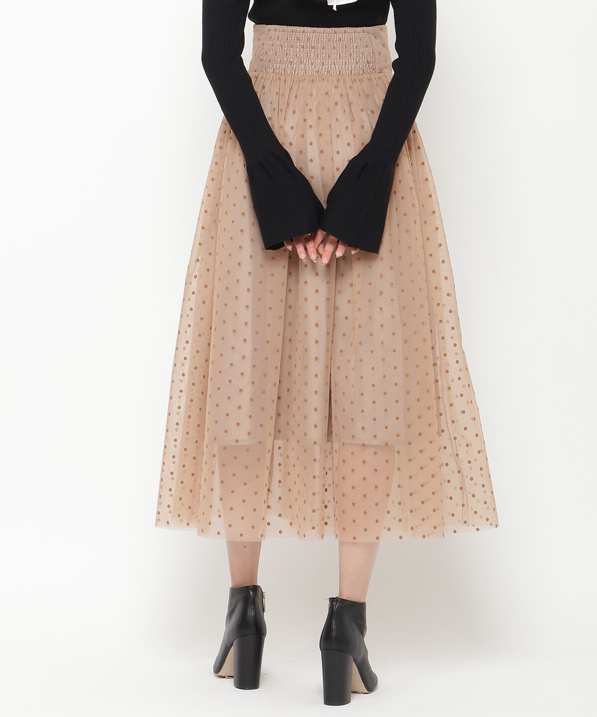 REDYAZEL「ドットチュールフレアスカート」|フレア|