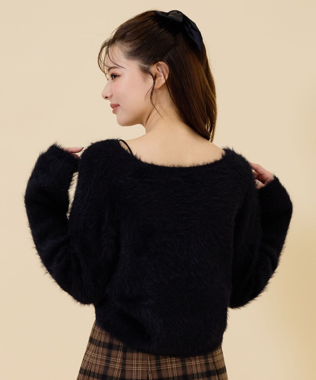 REDYAZEL「ミニパールボタンシャギーカーディガン」|カーディガン|