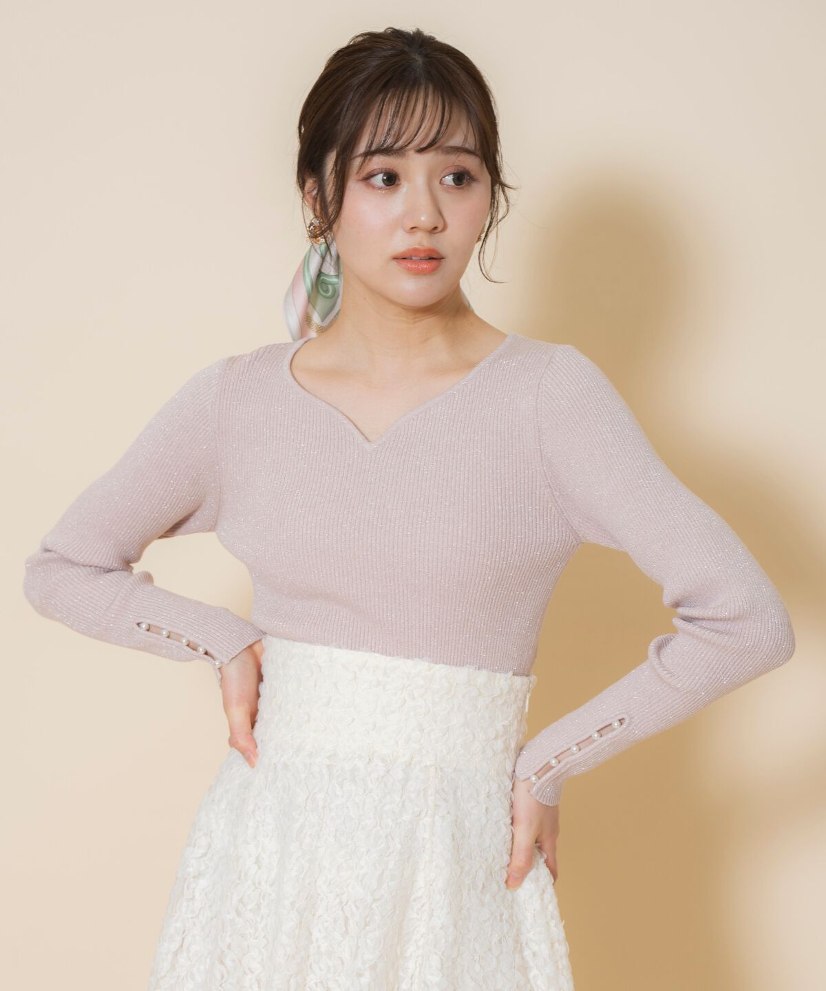 WILLSELECTION「ハートネックラメプルオーバー」|ニット・セーター|