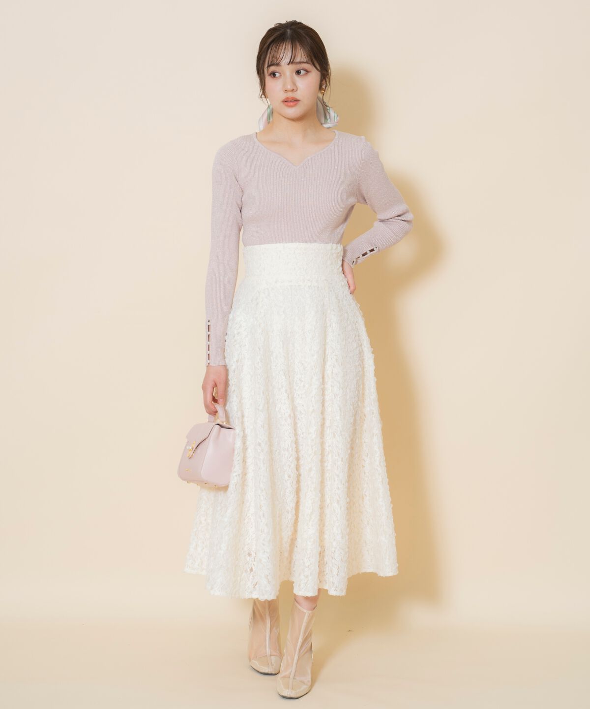 WILLSELECTION「ハートネックラメプルオーバー」|ニット・セーター|