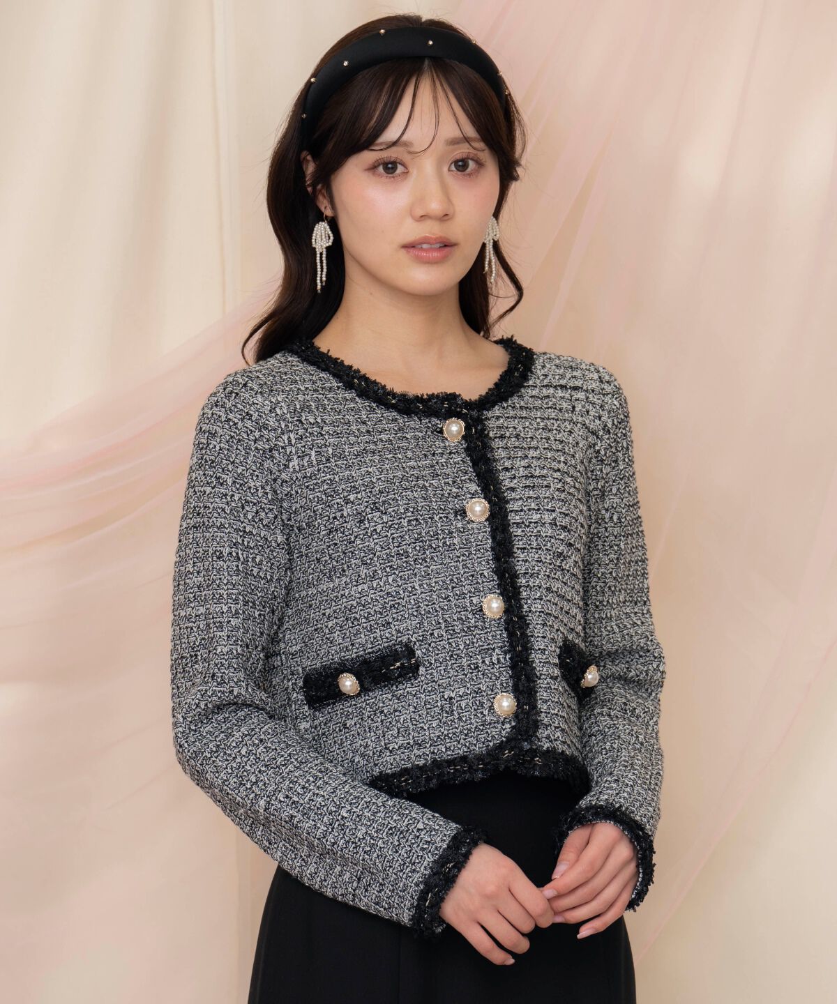 WILLSELECTION「ラメツイードニットカーディガン」|カーディガン|ブラック