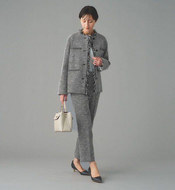 UNITED ARROWS「2トーン ツイードライク ノーカラー ジャケット」|ノーカラージャケット|