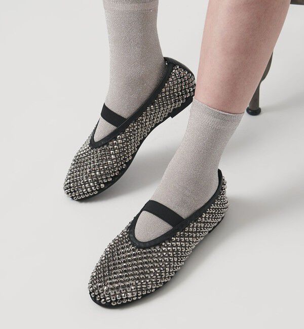 UNITED ARROWS「メッシュ ビジュー フラットシューズ」|パンプス|BLACK