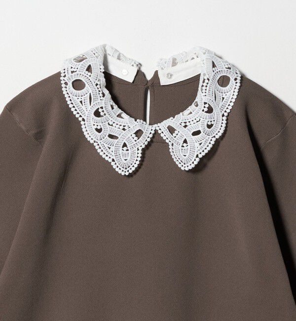 UNITED ARROWS green label relaxing「襟レース 2WAY 5分袖 プルオーバー ニット  -ウォッシャブル-」|ニット・セーター|