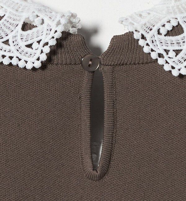 UNITED ARROWS green label relaxing「襟レース 2WAY 5分袖 プルオーバー ニット  -ウォッシャブル-」|ニット・セーター|