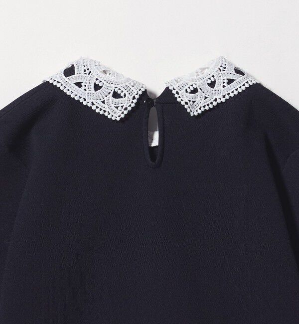 UNITED ARROWS green label relaxing「襟レース 2WAY 5分袖 プルオーバー ニット  -ウォッシャブル-」|ニット・セーター|