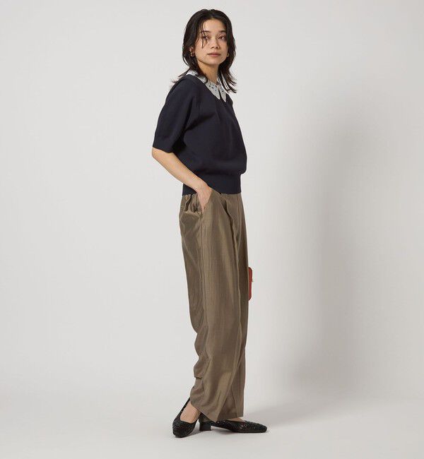 UNITED ARROWS green label relaxing「襟レース 2WAY 5分袖 プルオーバー ニット  -ウォッシャブル-」|ニット・セーター|