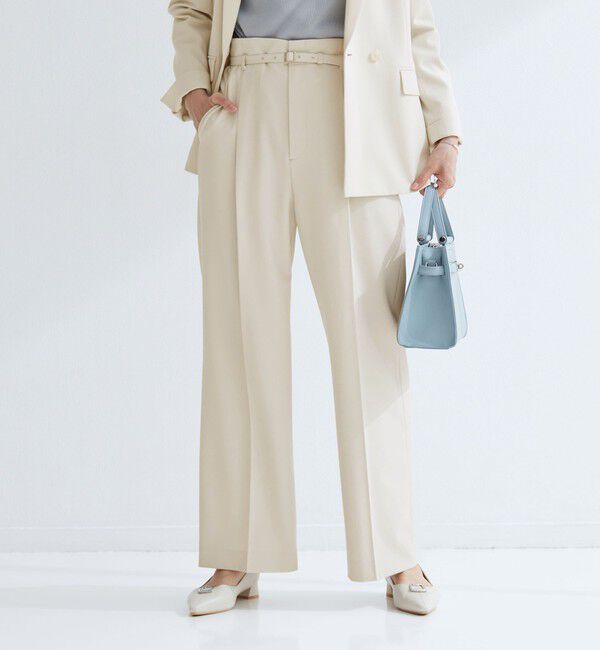 UNITED ARROWS green label relaxing「［size SHORT/TALLあり］パウドレ ワイド パンツ ナチュラル」|スラックス|