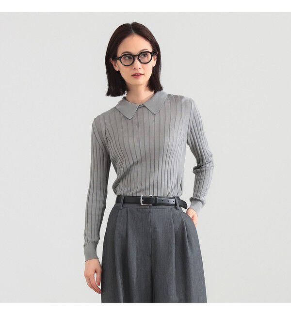 Demi-Luxe BEAMS 「【別注】SLOANE / シルク 襟付き プルオーバー」|ニット・セーター|GREY